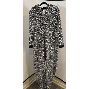 Women One Piece Leopard Animal Print XXL Pajama Loungewear Hood W/ Ears